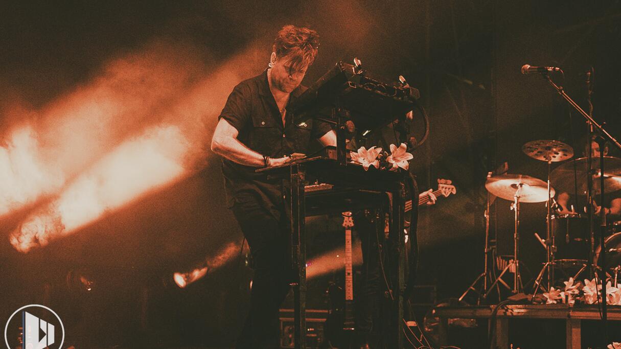Trentemøller on stage behind his synths